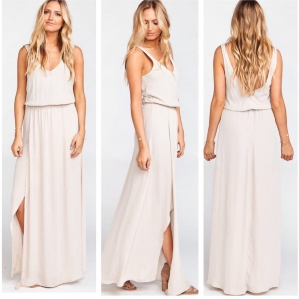 Show Me Your MuMu NEW Kendall Ivory Chiffon Drapey Crisp Maxi Dress SZ XXL Boho
